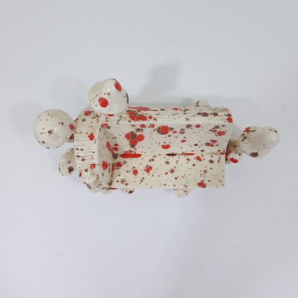 Funky 1970's Orange Speckle Ceramic Log with Mushrooms Groovy Decor - Picture 7 of 7